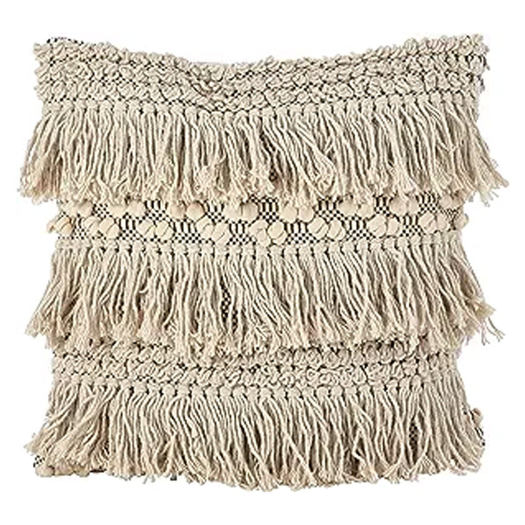 Boho fringe throw clearance pillow